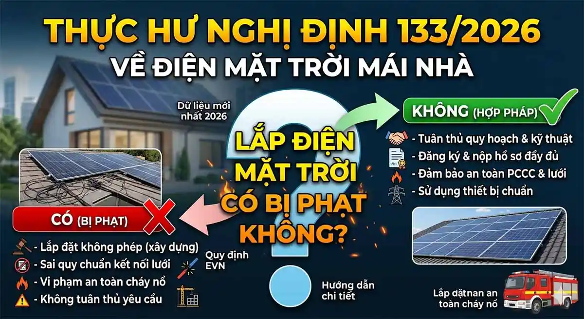 Thực hư Nghị định 133/2026: Lắp điện mặt trời có bị phạt không?